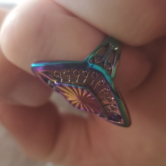 New Unique 18K Rainbow Hematite Statement Ring. - Picture 8 of 8